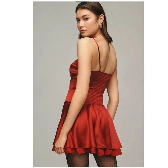 Reformation Ursula Red Silk Dress - Picture 2 of 10